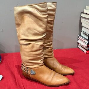 Stylish Tan Leather Heeled Boots